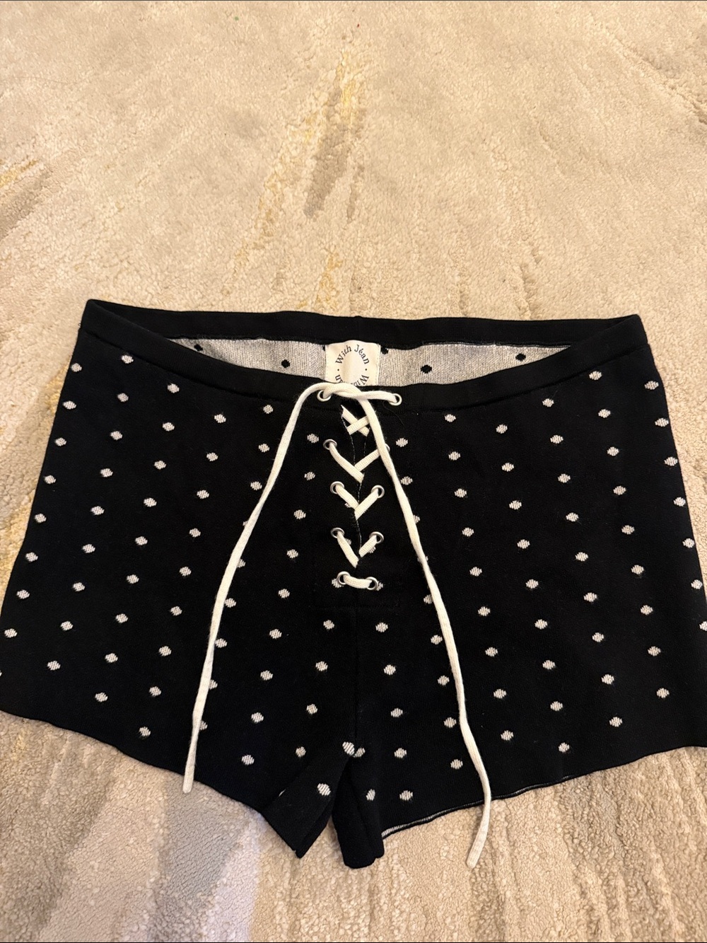 With Jean Black Shorts with White Dot Accents
